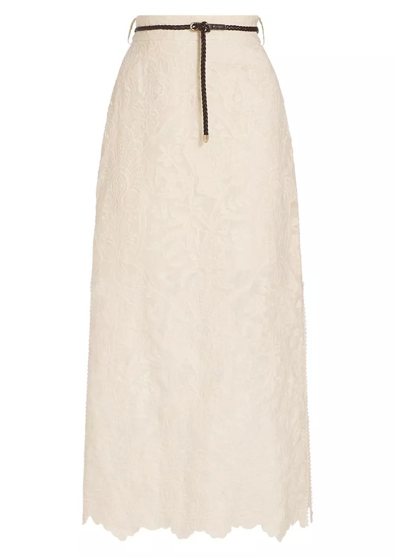 Zimmermann Ottie Embroidered Midi-Skirt