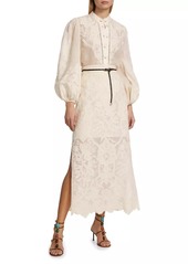 Zimmermann Ottie Embroidered Midi-Skirt