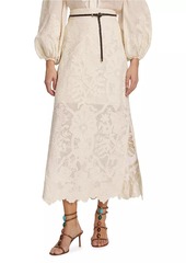 Zimmermann Ottie Embroidered Midi-Skirt