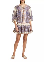 Zimmermann Ottie Lace-Up Linen Minidress