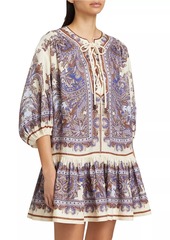 Zimmermann Ottie Lace-Up Linen Minidress