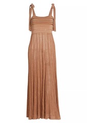 Zimmermann Ottie Metallic Tie-Strap Maxi Dress