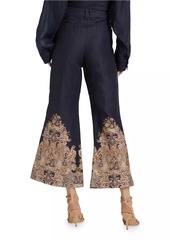 Zimmermann Paisley Linen Crop Flare Pants