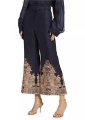 Zimmermann Paisley Linen Crop Flare Pants