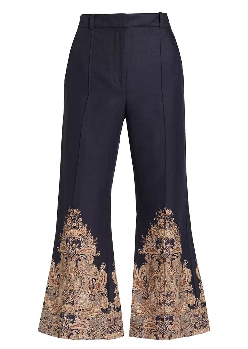 Zimmermann Paisley Linen Crop Flare Pants