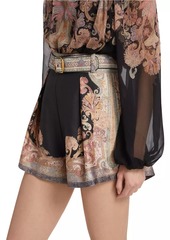 Zimmermann Paisley Silk & Cotton Belted Shorts