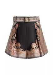 Zimmermann Paisley Silk & Cotton Belted Shorts