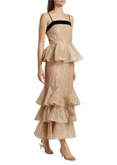 Zimmermann Pavilion Glitter Flutter Slip Midi-Dress