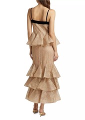 Zimmermann Pavilion Glitter Flutter Slip Midi-Dress