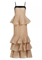 Zimmermann Pavilion Glitter Flutter Slip Midi-Dress