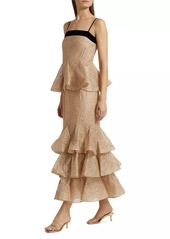 Zimmermann Pavilion Glitter Flutter Slip Midi-Dress