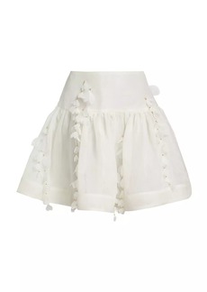 Zimmermann Petal Linen-Silk Drop Waist Miniskirt