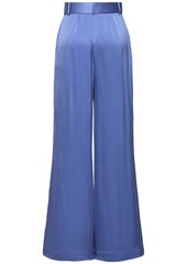 Zimmermann Pleated Silk Satin Wide Pant