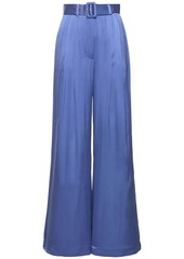 Zimmermann Pleated Silk Satin Wide Pant