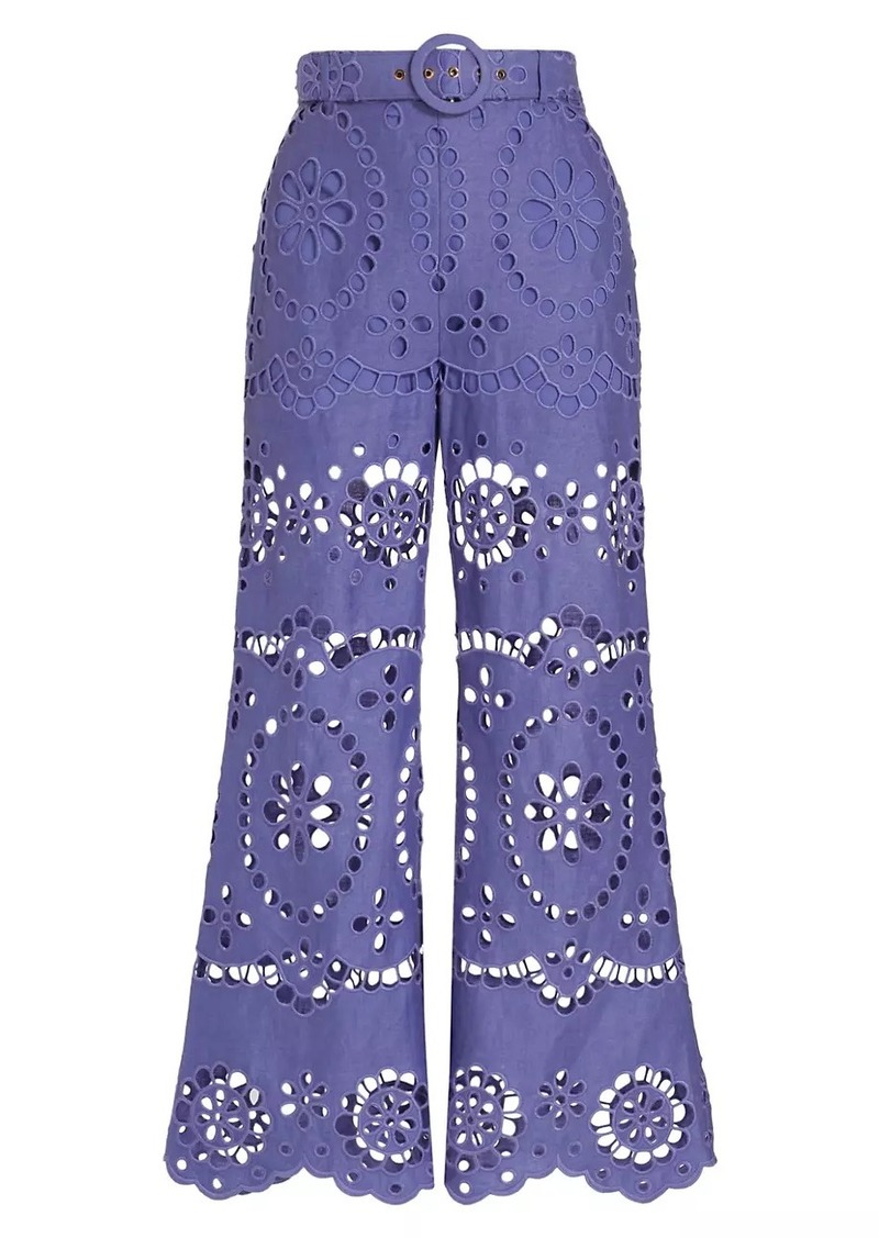 Zimmermann Pop Eyelet-Embroidered Flared Pants