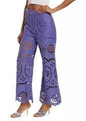 Zimmermann Pop Eyelet-Embroidered Flared Pants