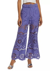 Zimmermann Pop Eyelet-Embroidered Flared Pants