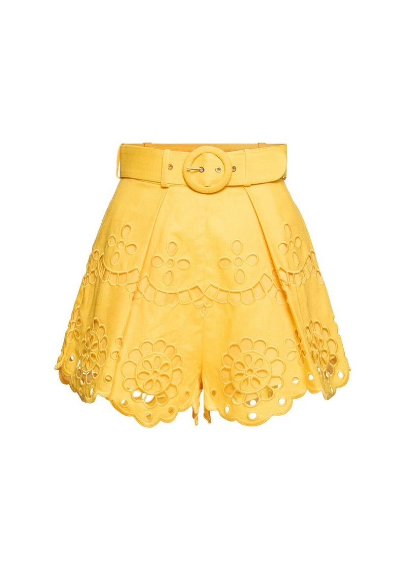 Zimmermann Pop Linen Embroidered Shorts