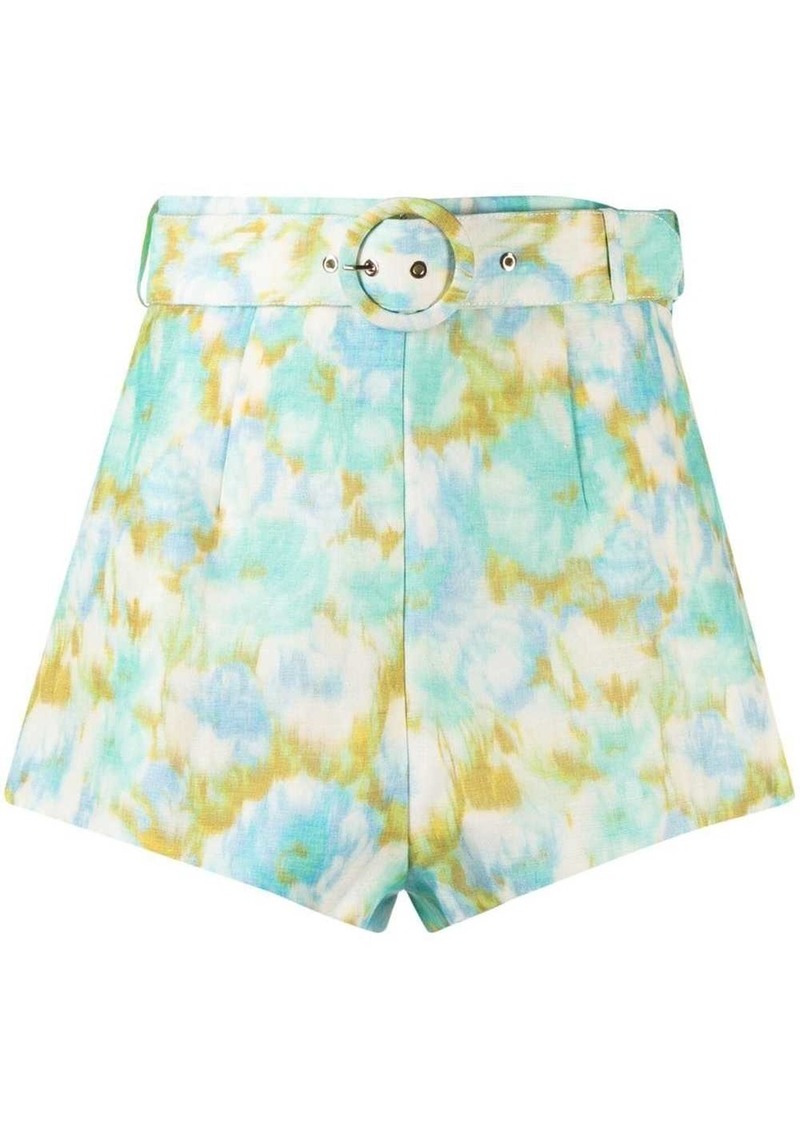 Zimmermann printed belted shorts