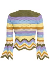 Zimmermann Raie Striped Cotton Knit Long Sleeve Top