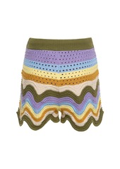 Zimmermann Raie Striped Cotton Knit Shorts