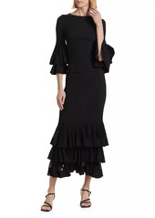 Zimmermann Story One Ruffled Knit Midi-Skirt