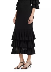 Zimmermann Story One Ruffled Knit Midi-Skirt