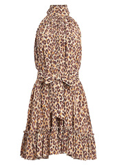Zimmermann Super 8 Leopard-Print Halterneck Mini Dress