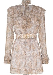 Zimmermann tie neck belted paisley playsuit