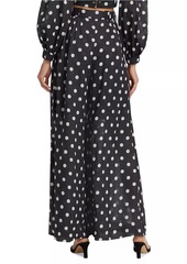 Zimmermann Tuck Belted Polka Dot Wide-Leg Pant