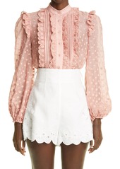 Zimmermann Mae Dot Embroidered Ramie Blouse