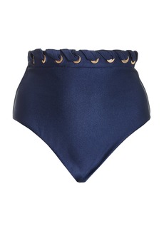 Zimmermann - Alight Eyelette High-Waisted Bikini Bottoms - Navy - 1 - Moda Operandi