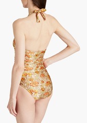 Zimmermann - Andie floral-print bandeau swimsuit - Green - 0