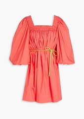 Zimmermann - Belted cotton-poplin mini dress - Orange - 0