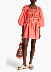 Zimmermann - Belted cotton-poplin mini dress - Orange - 0