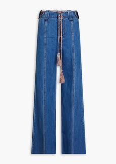 Zimmermann - Embroidered high-rise wide-leg jeans - Blue - 27