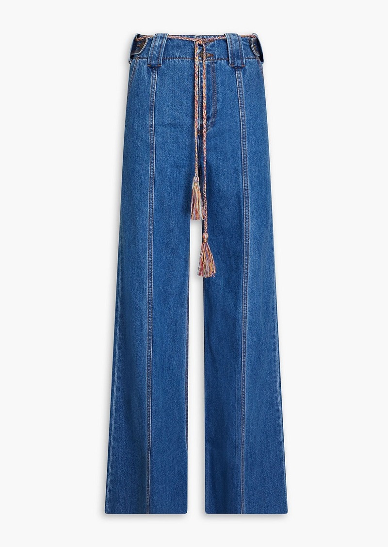 Zimmermann - Embroidered high-rise wide-leg jeans - Blue - 24