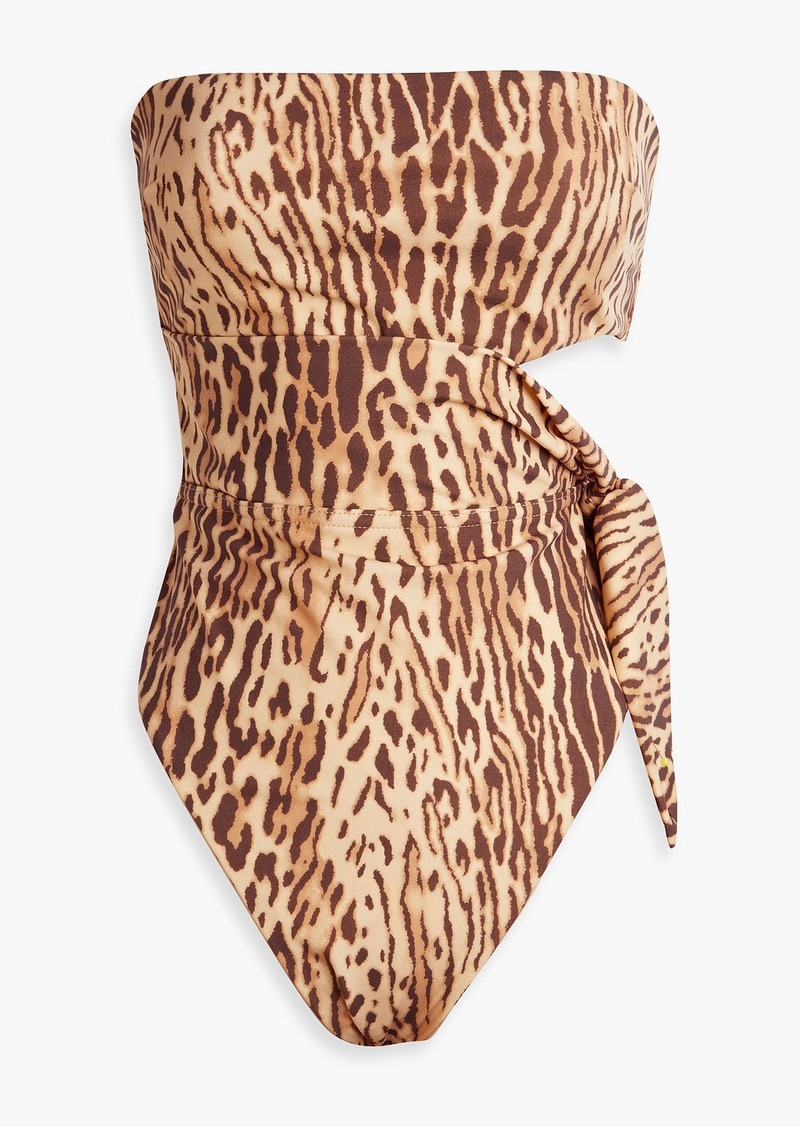 Zimmermann - Bow-detailed leopard-print bandeau swimsuit - Animal print - 0