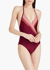 Zimmermann - Striped halterneck swimsuit - Burgundy - 0