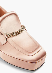 Zimmermann - Chain-embellished satin platform loafers - Metallic - EU 36
