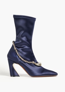 Zimmermann - Chain-trimmed satin ankle boots - Blue - EU 37