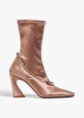 Zimmermann - Chain-embellished satin sock boots - Pink - EU 36