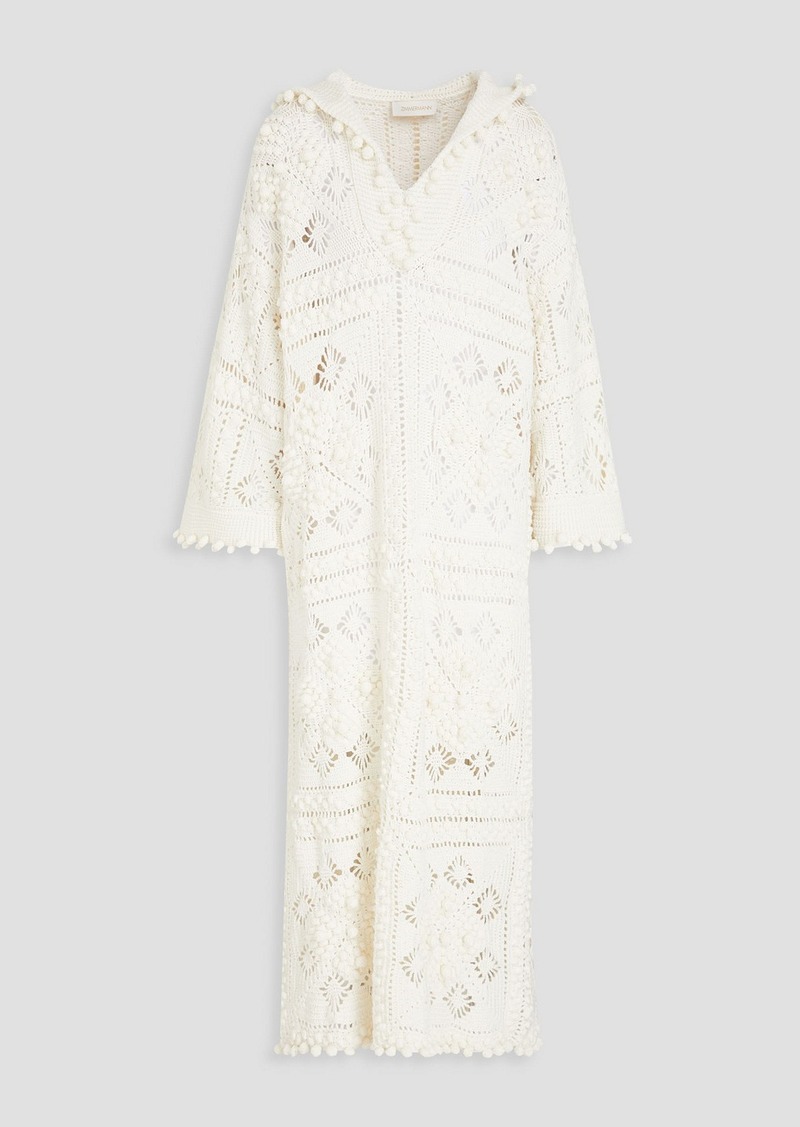 Zimmermann - Crochet-knit cotton hooded kaftan - White - S/M