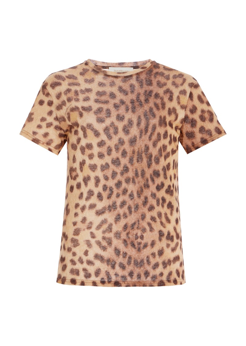 Zimmermann - Crush Animal-Print Linen Shrunken T-Shirt - Animal - 4 - Moda Operandi