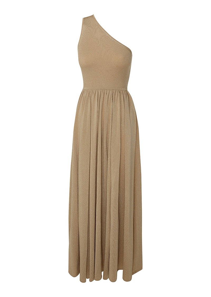 Zimmermann - Crush Asymmetric Metallic Crepe Maxi Dress - Gold - 3 - Moda Operandi