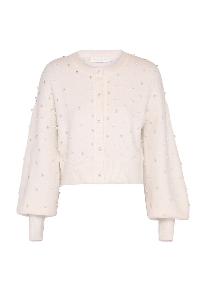 Zimmermann - Crush Embellished Knit Alpaca Cardigan - Ivory - 2 - Moda Operandi