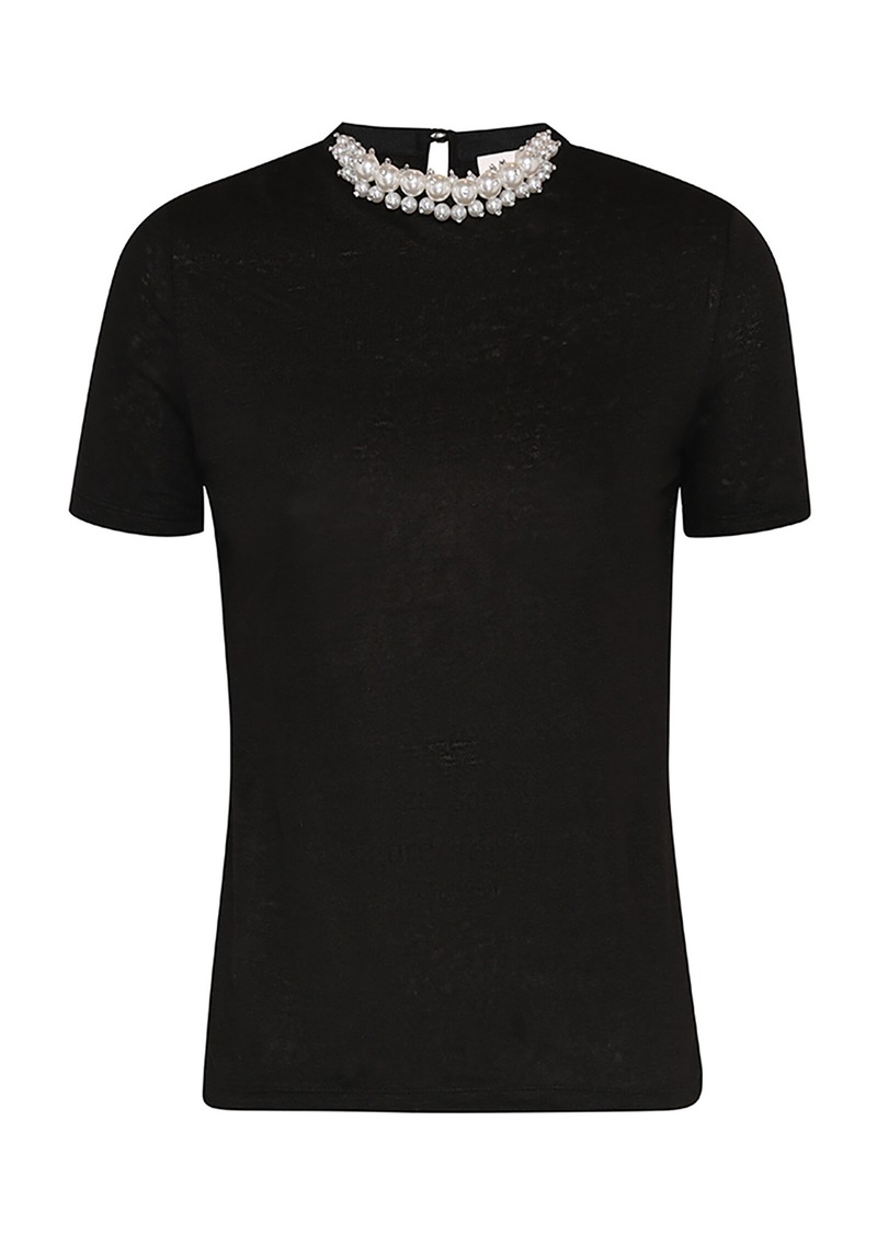 Zimmermann - Crush Embellished Linen T-Shirt - Black - 0 - Moda Operandi