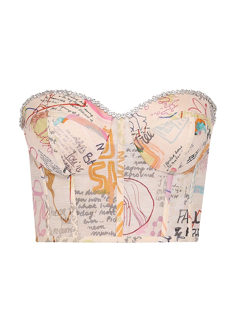 Zimmermann - Crush Paneled Linen-Silk Corset Top - Multi - 2 - Moda Operandi