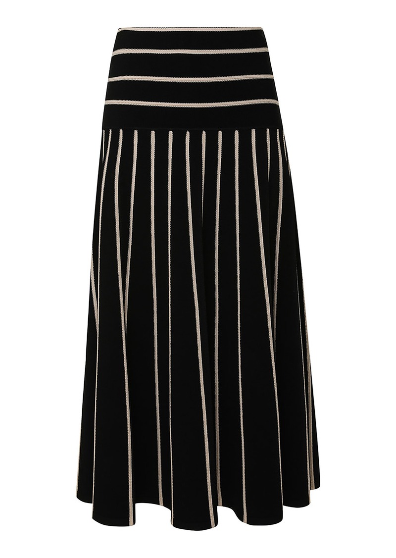 Zimmermann - Crush Striped Knit Midi Skirt - Black/white - 2 - Moda Operandi