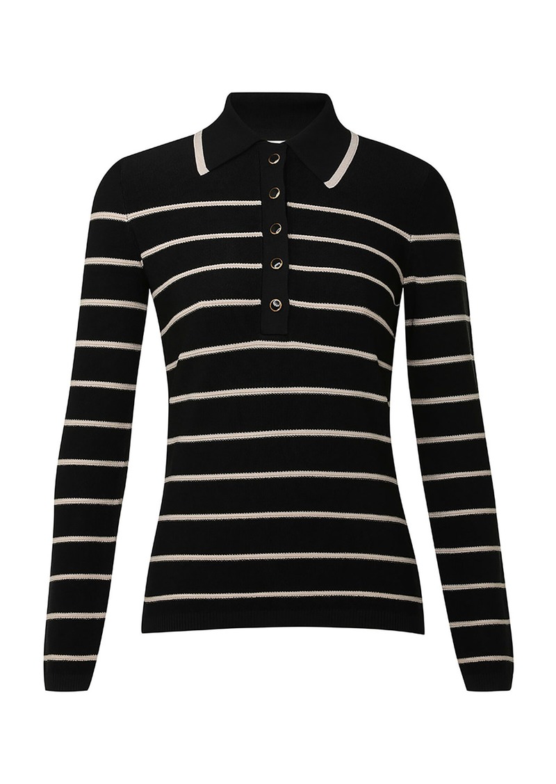 Zimmermann - Crush Striped Knit Polo Top - Black/white - 0 - Moda Operandi